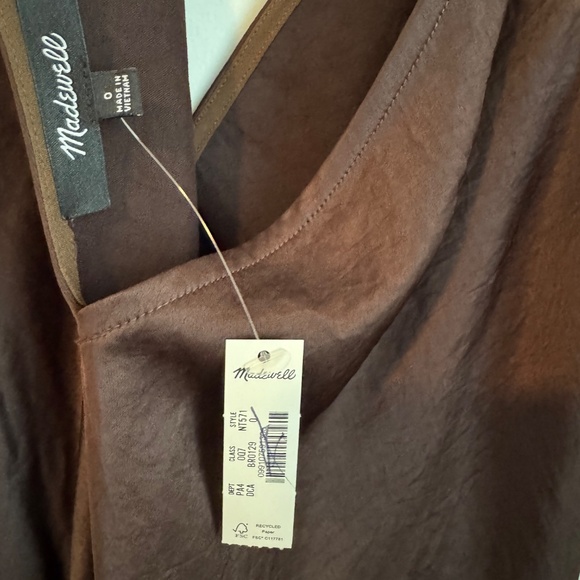 NWT Madewell Dark Carob/ Brown Satin Sleeveless Maxi Slip Dress SZ 0 - Picture 8 of 8